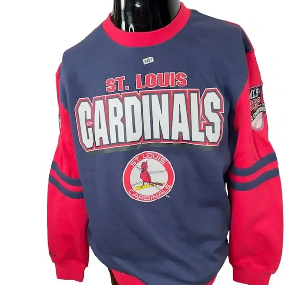 NEW Mitchell & Ness MLB Crew Sweatshirt St. Louis Cardinals World Series 1982 M - Picture 1 of 11